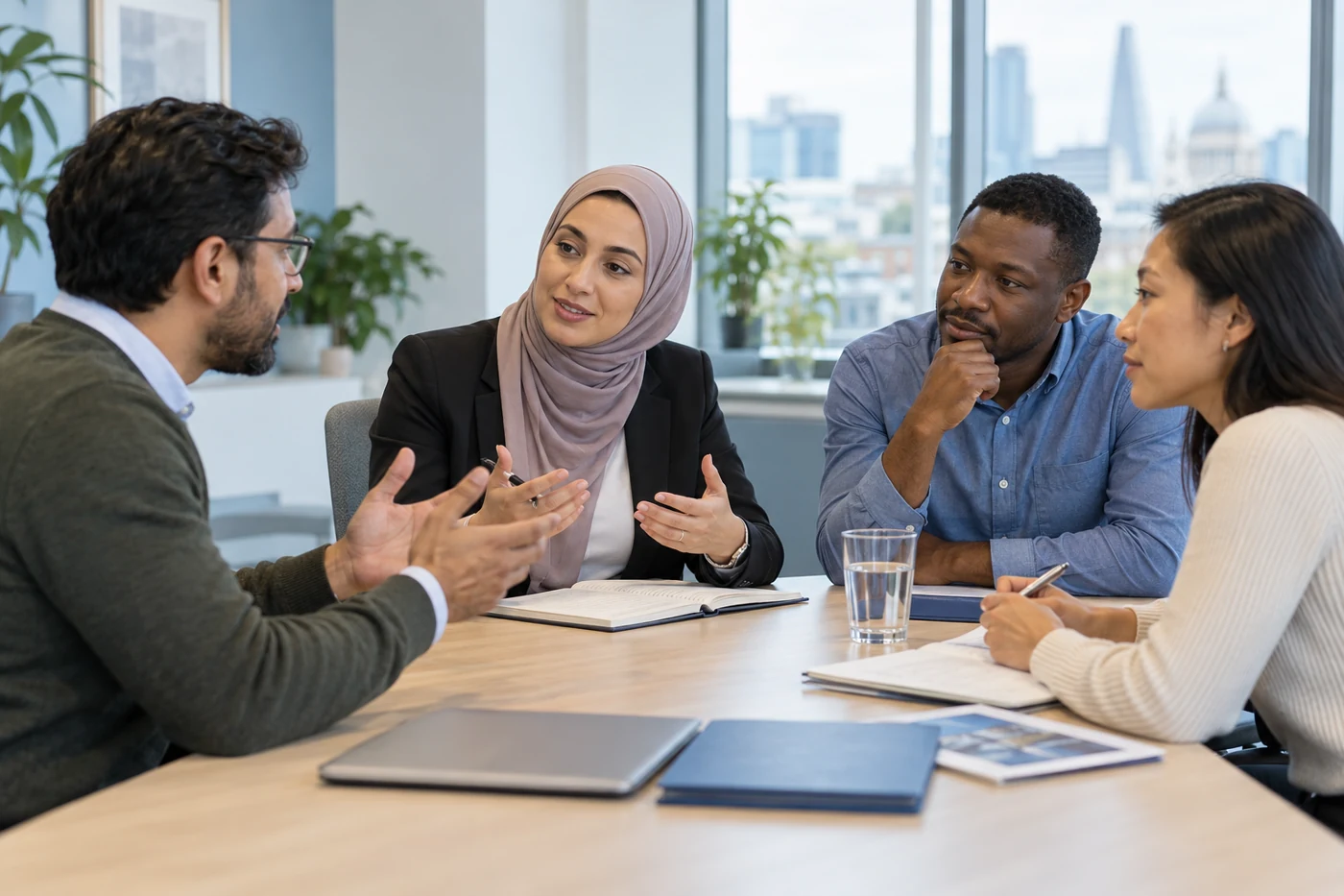 Interpreter supporting a professional meeting